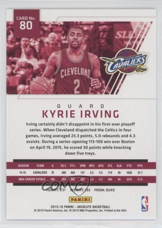 2015-16 Panini Absolute Kyrie Irving #80 - Image 2 of 2