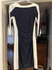 Lauren Ralph Lauren Navy & Ivory Ruched Color block Dress Sz 6