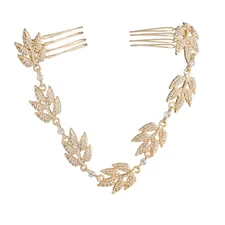 David Tutera Bridal Collection Gold Hair Vine/Comb ~ Grecian Leaves/Rhinestones