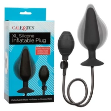 Cal Exotics XL Silicone Inflatable Plug Black - Anal Butt Plug w Detachable Hose