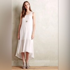 Anthropologie Leifsdottir Cloud White Cotton Sheer Maxi Dress Size S