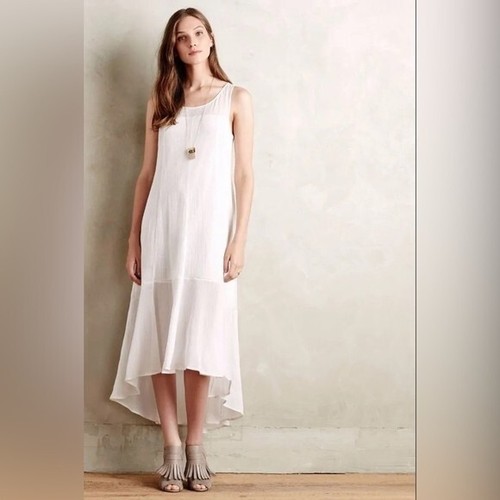 DRESS Anthropologie LEIFSDOTTIR Cloud Breezy Maxi Dress White Sheer Midi Dress - 第 1/10 張圖片