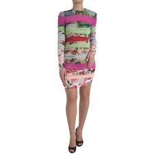 DOLCE & GABBANA Dress Multicolor Silk Floral Bodycon Sheath IT44/US10/L 2930usd