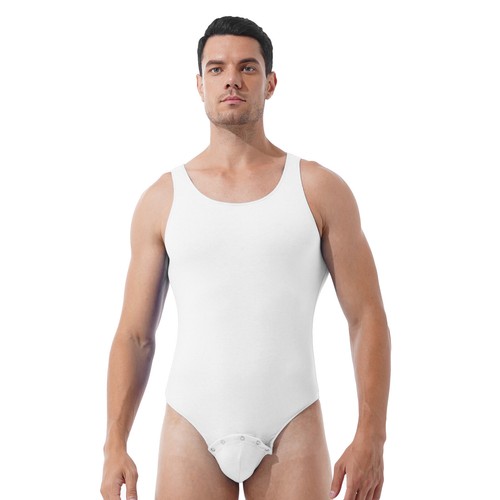 Mens Athletic Bodysuit Buttoned Crotch Short Sleeve Jumpsuit Bodybuilding Yoga - Picture 81 of 110
