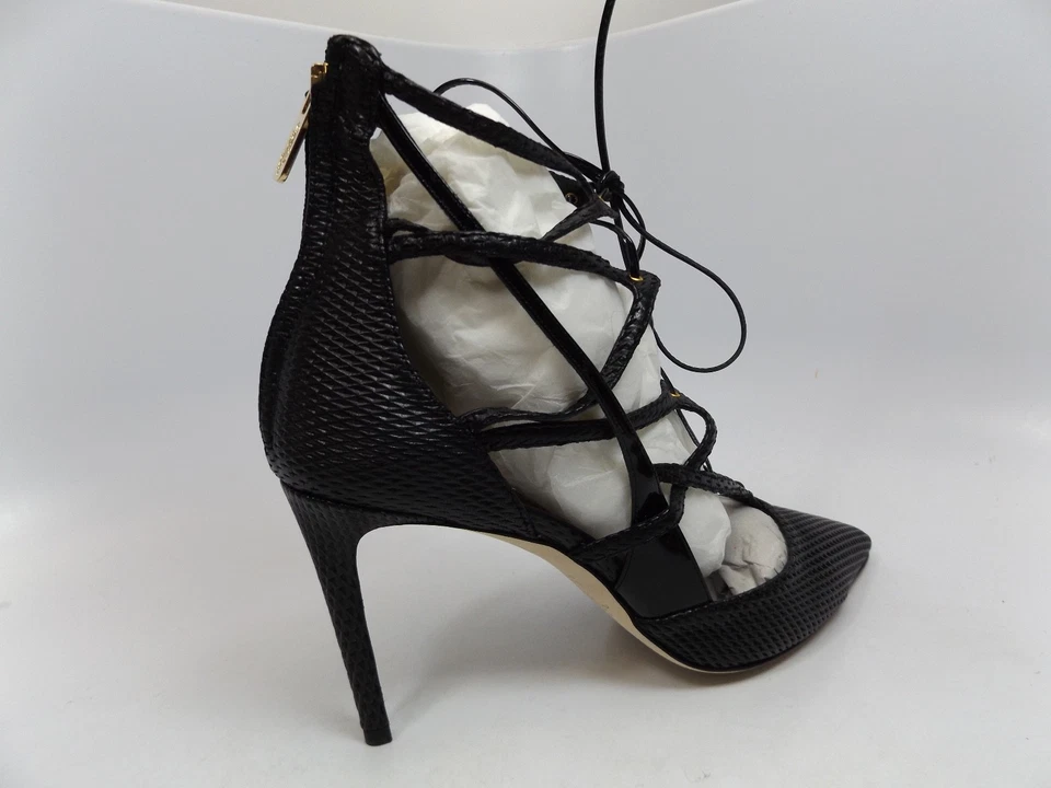 ¡NUEVO! Zapatos de salón ALEJANDRO INGELMO de cuero con cordones negros Duke para mujer talla 10,0 M Foto 4 de 4