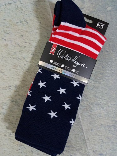 Golfsocken Walter Hagen American Flag Crew Large 2 Paar rot blau