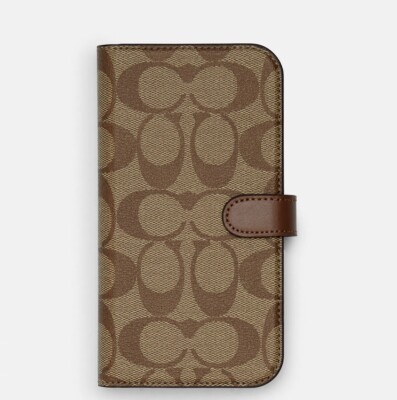 COACH IPHONE 15 PRO MAX FOLIO IN SIGNATURE CANVAS NEW WITH