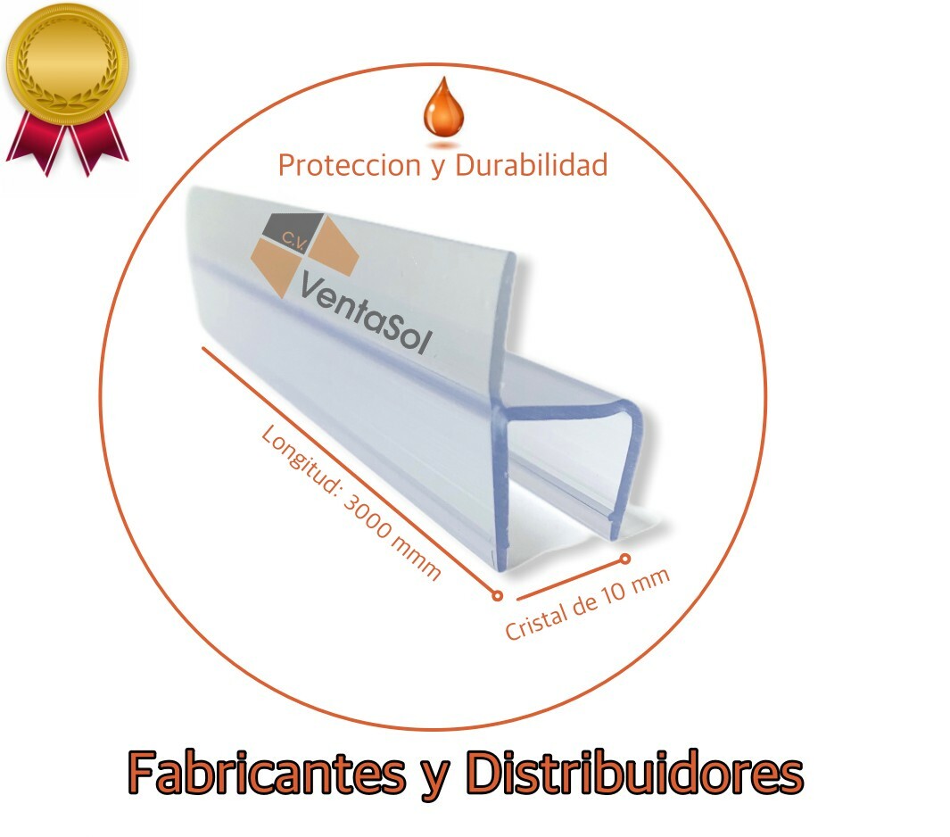 Junta de PVC para cortina de cristal de 10mm, material: plástico, largo:...