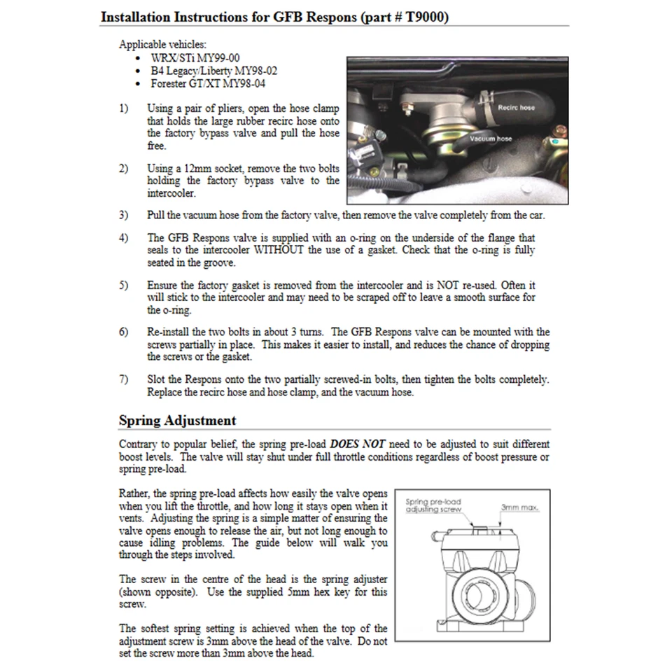 Válvula de soplado Go Fast Bits Respons TMS ajuste directo para Subaru WRX, Impreza, STI Foto 2 de 4