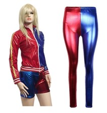 Ladies HarleyQuinn Style Suicide Squad Metallic Jacket Hot PantsShorts Halloween