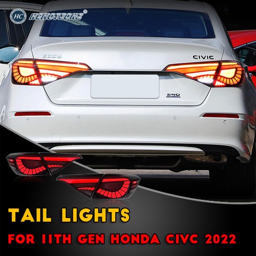 Smoked LED Tail Lights For Honda Civic 2022 2023 11th Sedan Animation Rear Lamps - Picture 14 of 16
