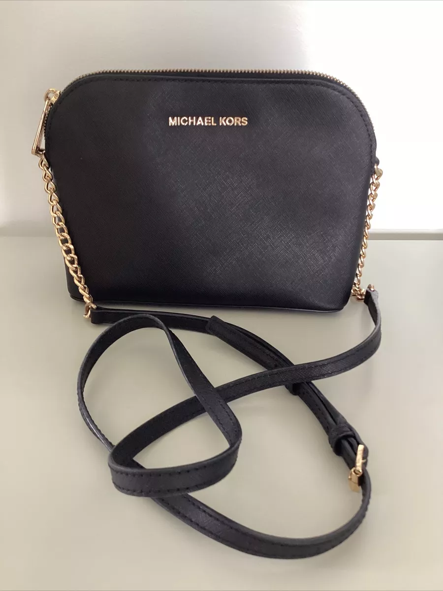 Gorgeous Ladies Michael Kors Black Handbag with Gold Chain Detail to Strap App