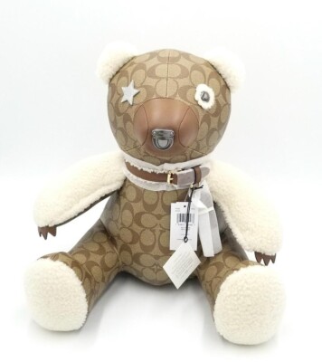 Coach Signature C Coated Canvas NWT Shearling Stuffed Bear | eBay