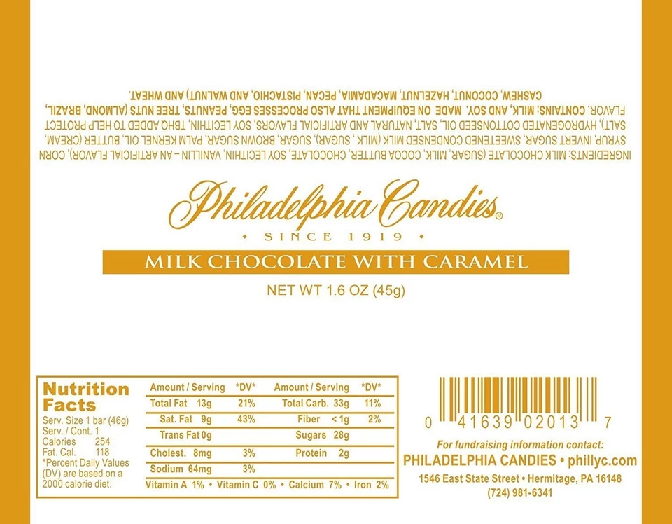 Philadelphia Candies Milk Chocolate with Caramel Bar 1.6 Ounce, Set of 30 Candy - Image 2 of 4
