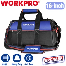 WORKPRO 16-inch Wide Mouth Tool Bag Heavy Duty Tool Storage Bag w/Shoulder Strap