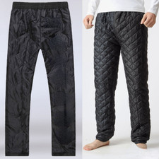 Men Puffer Padded Pants Quilted Trousers Down Thicken Casual Waterproof Bottoms