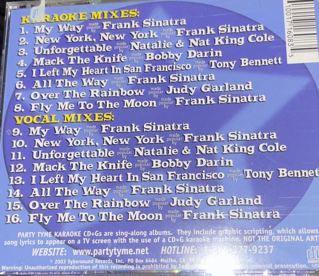 PARTY TYME KARAOKE Party Tyme Karaoke Standards 1 (8+8song +g