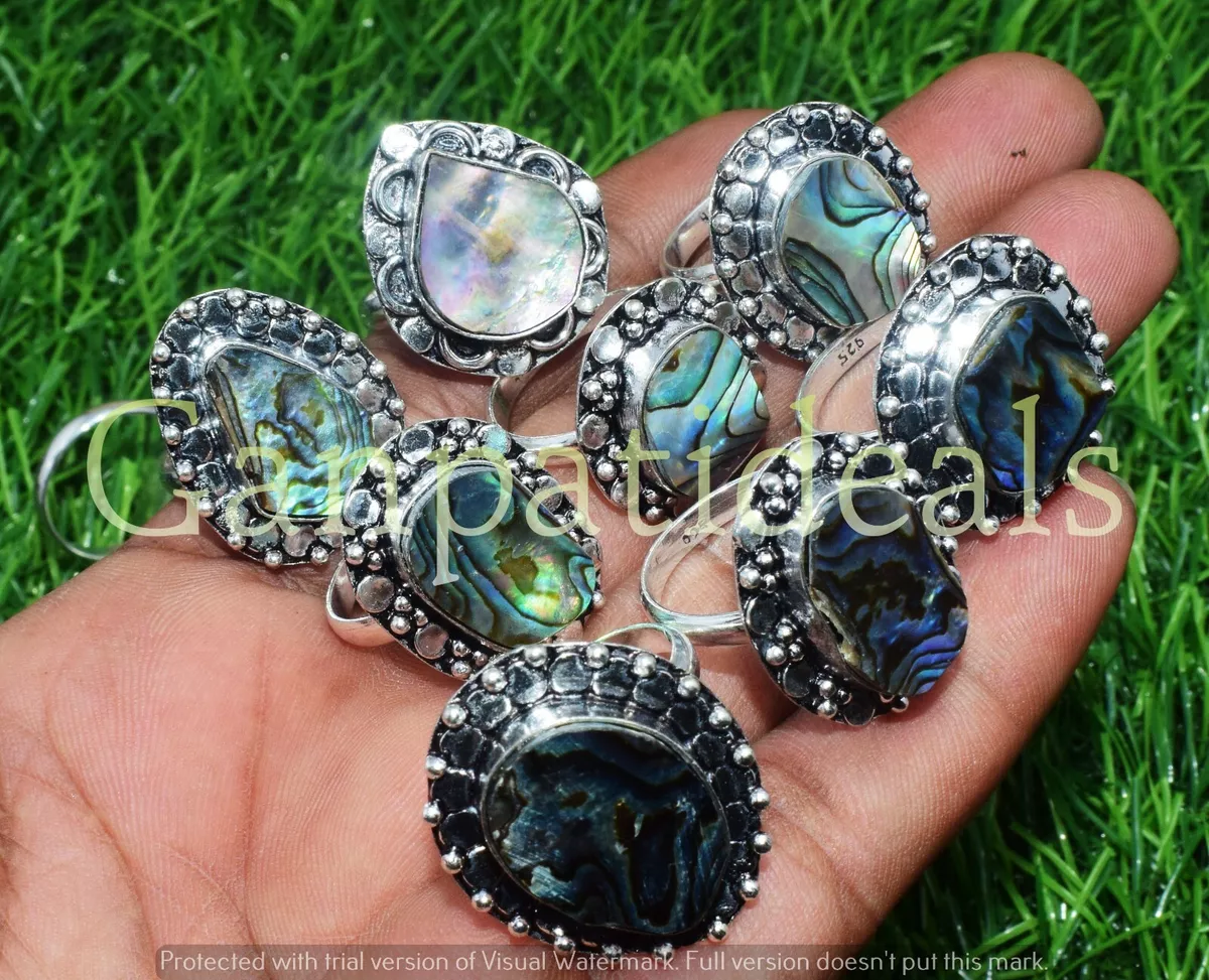 Abalone stone rings sale