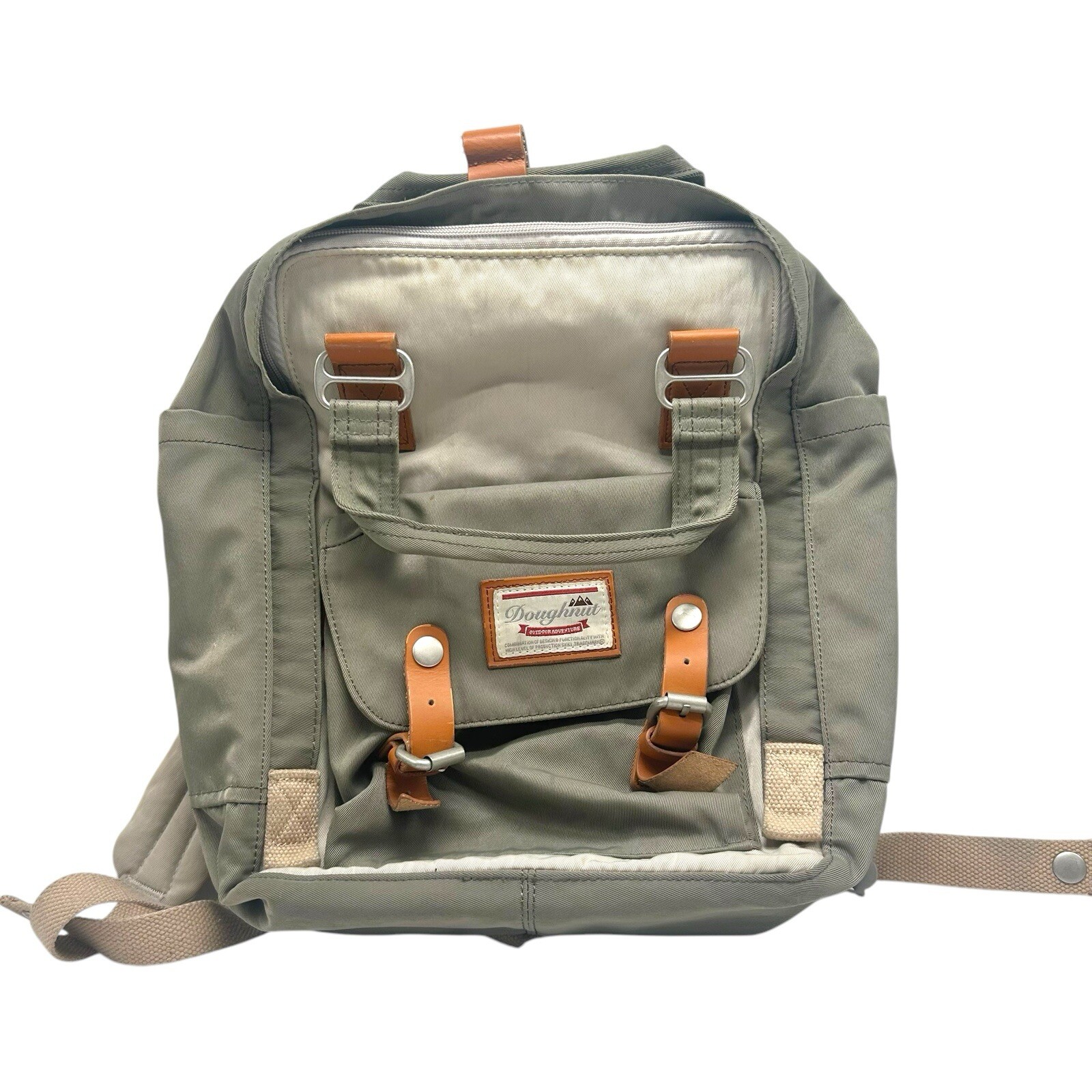 Mochila Estándar Donut Verde Crema Cuero Hebilla Funda para Laptop