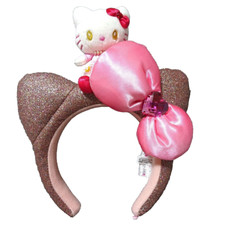 USJ Hello Kitty Glitter headband with mascot ribbon Universal Studios Japan Cute