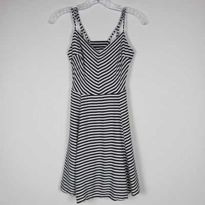 bershka black and white dress Bershka Dress Womens Size Small Blue White Striped Sleeveless Pullover Stretch