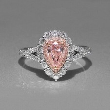 2 Ct Pear Cut Lab Created Pink Sapphire Women's Fancy Ring 14k White Gold Plated