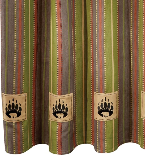 Park Designs Shenandoah Stripe Bear Patch Shower Curtain - Thumbnail 3