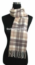 Classic 100 2-Ply Pure Cashmere Plaid Scarf Men Neck Muffler, Camel/Lt. Camel