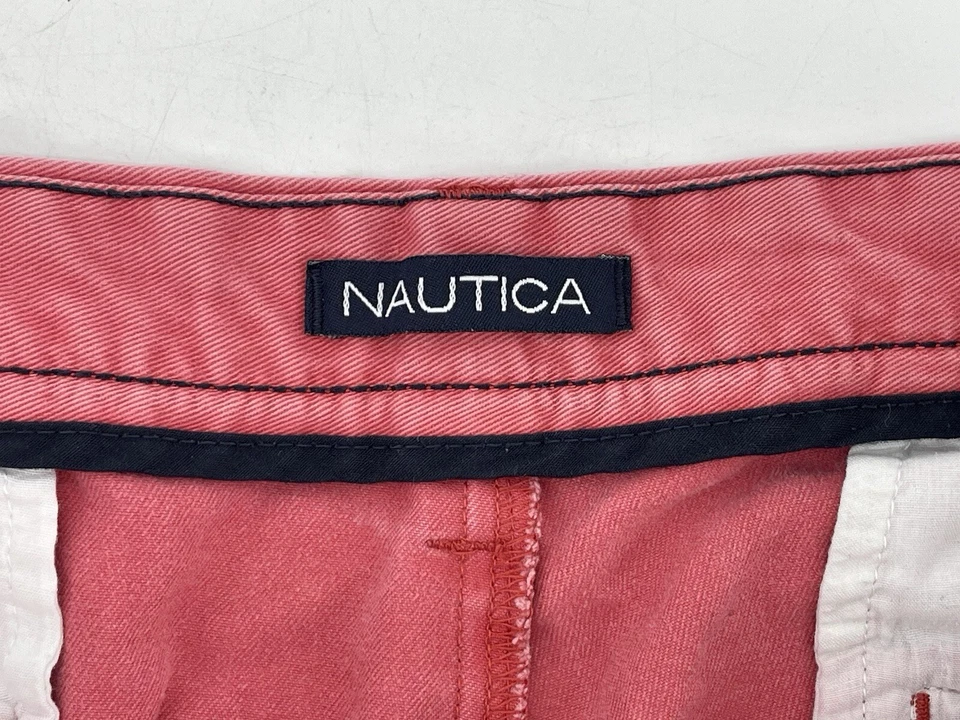 Pantalones Cortos Chinos Clásicos Nautica De Colección Para Hombre Talla 38 Rosa 9” Entrepierna Envío Gratis Foto 3 de 4