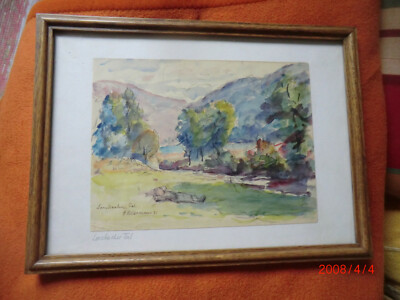 Original Aquarell  August  Hillermann Lorsbacher Tal signiert und datiert 1931
