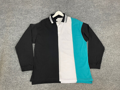 Topman Polo Shirt Mens Large Color Block Striped Sweatshirt