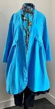 Duster Coat One Size 42” Tulip Blue Cotton Stretch Velvet Smart Casual Lagenlook