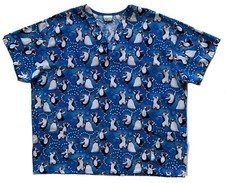FUNDAMENTALLY COTTON by White Swan Scrub Top Christmas Penguin Snow Holiday XL
