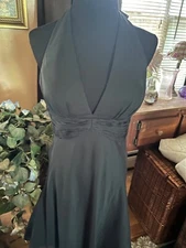 Morrell Maxie Halter Dress Beads 6 Empire Waist Black Classic Marilyn Monroe Y2K