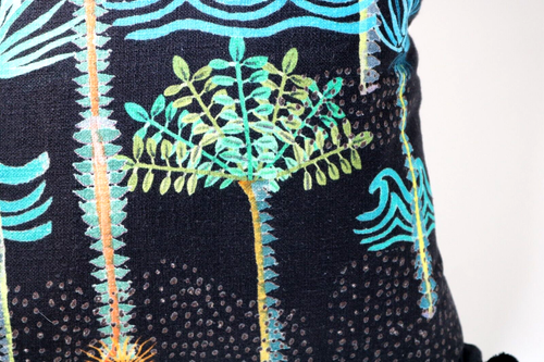 Loloi Pillow by Justina Blakeney 18x18 Black With Blue Teal Trees - Picture 2 of 7