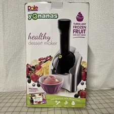 Dole Yonanas Soft Serve Maker Black Silver Frozen Fruit Healthy Dessert Maker