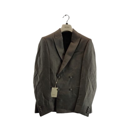 moss clothing mens dress suit jacket grey button up collared size 38 long