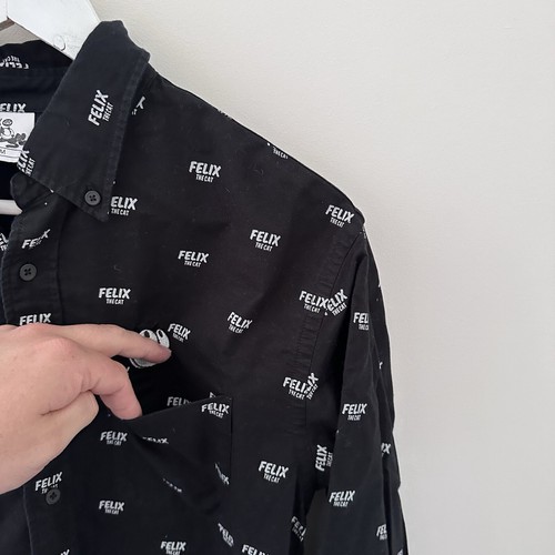 Felix The Cat Dreamworks Mens AOP Long Sleeve Button Down Shirt - Size Medium - Picture 6 of 12