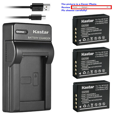 Kastar Battery Slim USB Charger for Fujifilm NP-W126 BC-W126 & Fujifilm X-E2