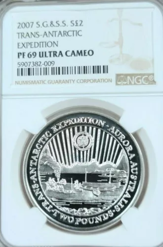 2007 SOUTH GEORGIA & SANDWICH ISLANDS SILVER 2 POUNDS NGC PF 69 ULTRA CAMEO RARE
