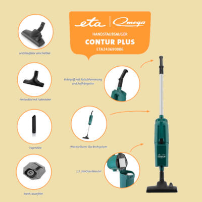 eta / Omega Contur Plus Handstaubsauger - 800W - Textil-Dauerfilter - grün