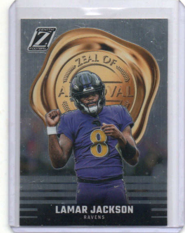 LAMAR JACKSON 2023 ZENITH ZEAL OF APPROVAL CARD #5 RAVENS A92