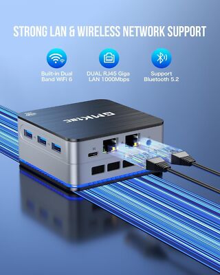 GMKtec Desktop Mini PC Windows 11 Pro Intel N100 12GB DDR5 512GB