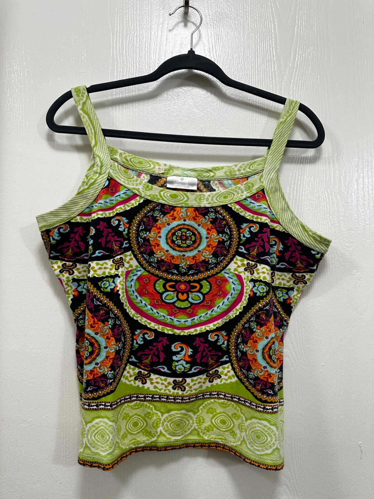 Soft Surrounding Tank Top Multicolor Artsy Pattern Cotton Women size L