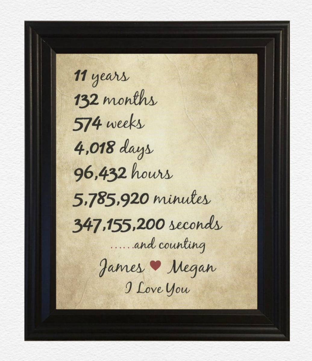 11th Anniversary Gifts for Wife 11 Year Wedding Anniversary Gift