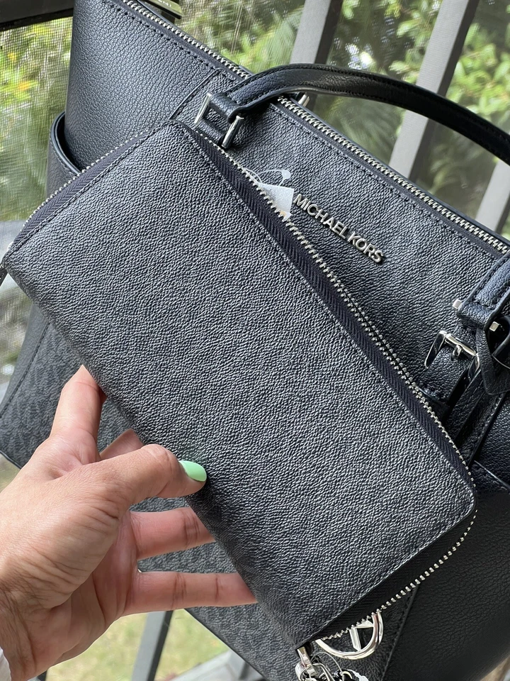 Michael Kors Charlotte Top Zip Tote Shoulder tote Handbag +Wristlet Wallet MK - Image 3 of 4