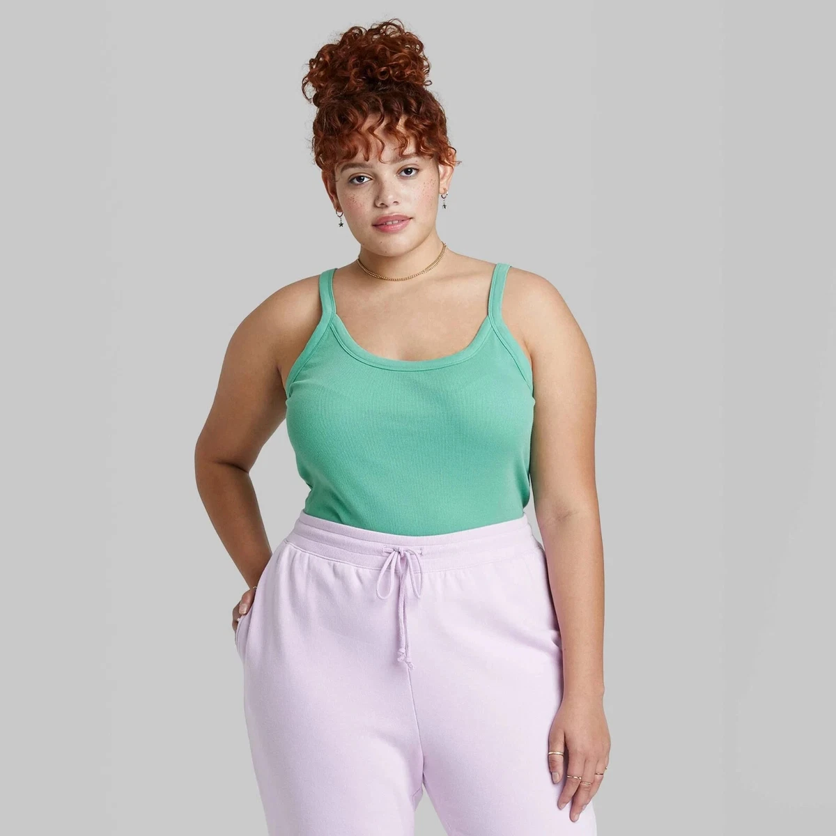 Plus size top green tank top