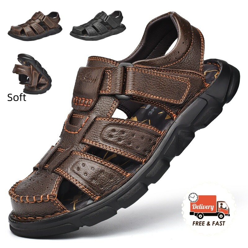 Men\'s Leather Closed Toe Fisherman Sandals Handmade Casual Beach Amazon.com | ZHNSHM Mens Summer Casual Closed Toe Leather  main image 4