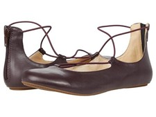 Yosi Samra Miss Shelly Ballet Flat Girls 11 Brown Criss Cross Lace Shoes KHD745