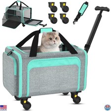 TSA Approved 3-in-1 Rolling Pet Carrier for Cats up to 15lbs - Travel  Vet Use